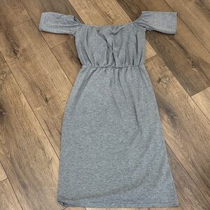 Elegant Gray Off-Shoulder Dress